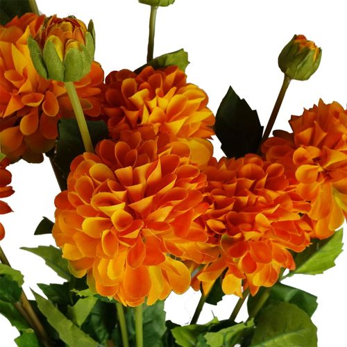 75cm Orange Dahlia Pompom Artificial Flower Stem