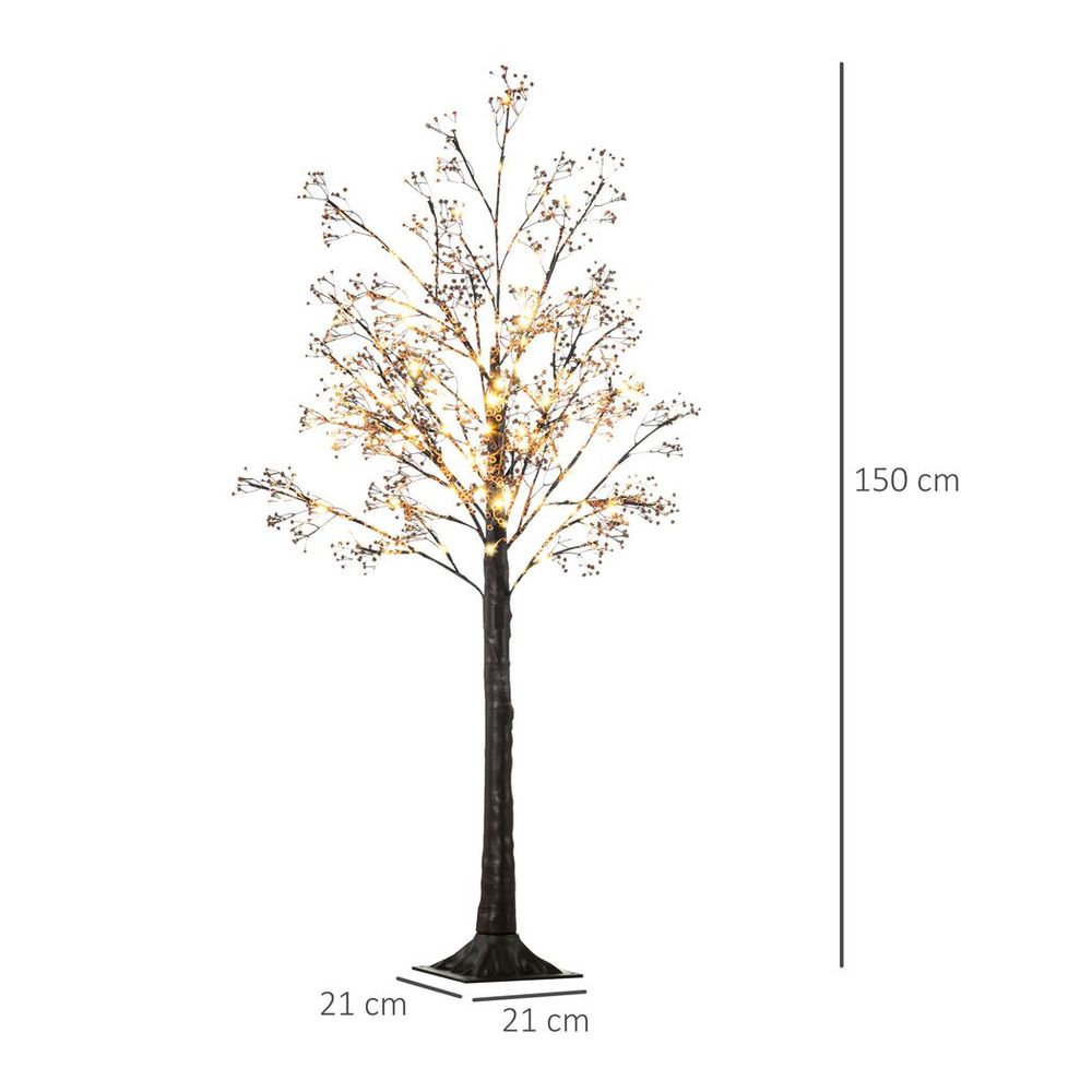 5ft Artificial Tree with Warm White LED Lights and Baby Breath Flowers