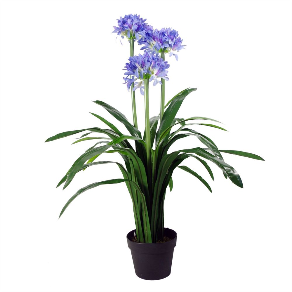 90cm Blue Silk Flower Agapanthus Plant with Pot