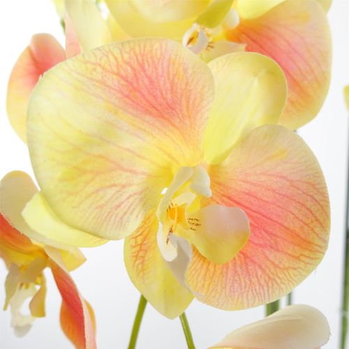 110cm Large Yellow Peach Orchid Plant Artificial with 41 Real Touch Flowers