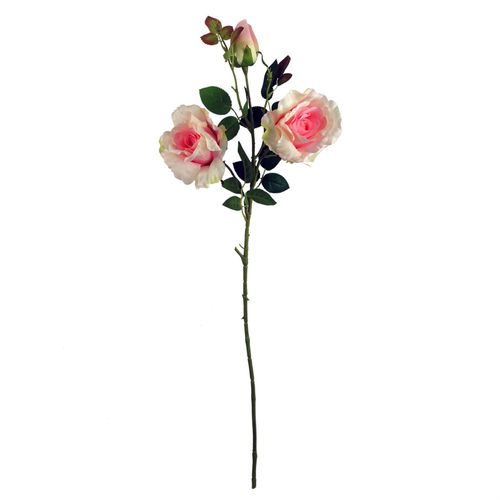 80cm Artificial Pink Rose Stem with 3 Flowers