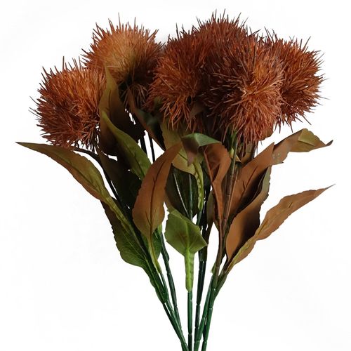 Pack of 6 Yellow Globe Thistle Artificial Flower Stems 70cm