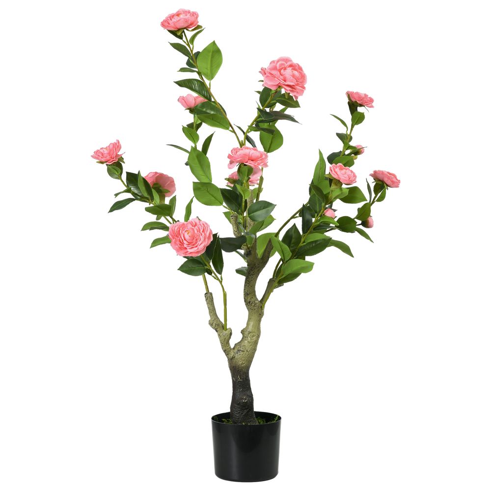 Potted Artificial Camellia Flower Plant in Pink