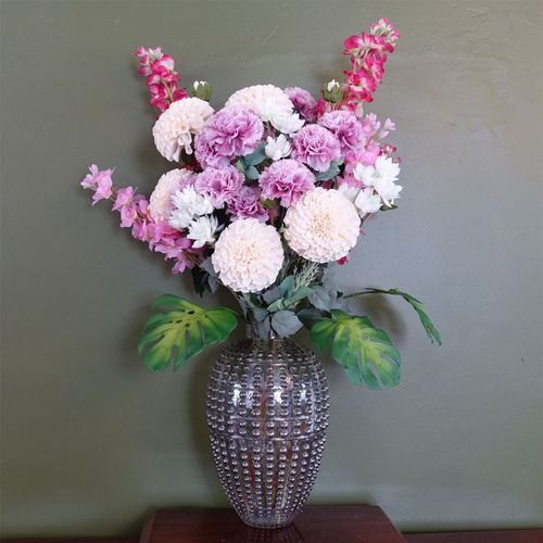 75cm Dahlia Artificial Flowers with Tropical Bubble Vase