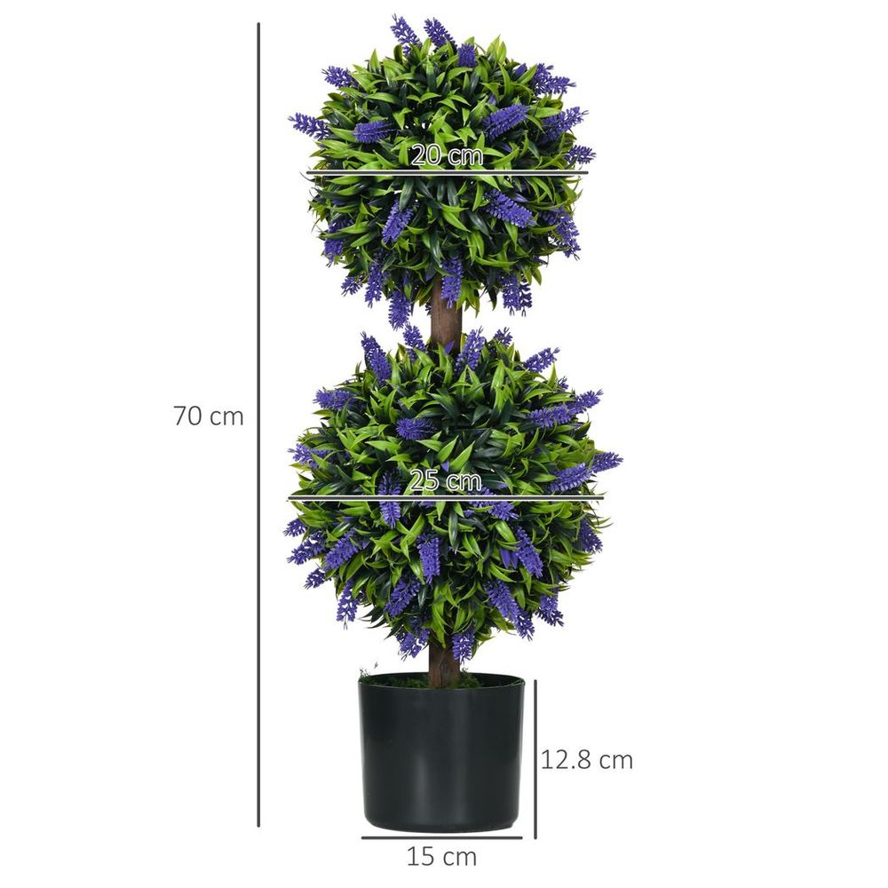 Set of 2 Potted Artificial Plants with Lavender Flowers 70cm