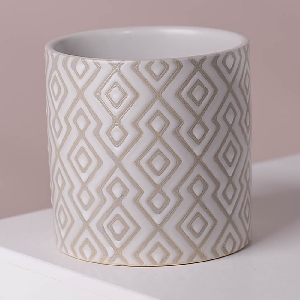 Ceramic Plant Pot with Leaf Design - Multiple Sizes and Colours
