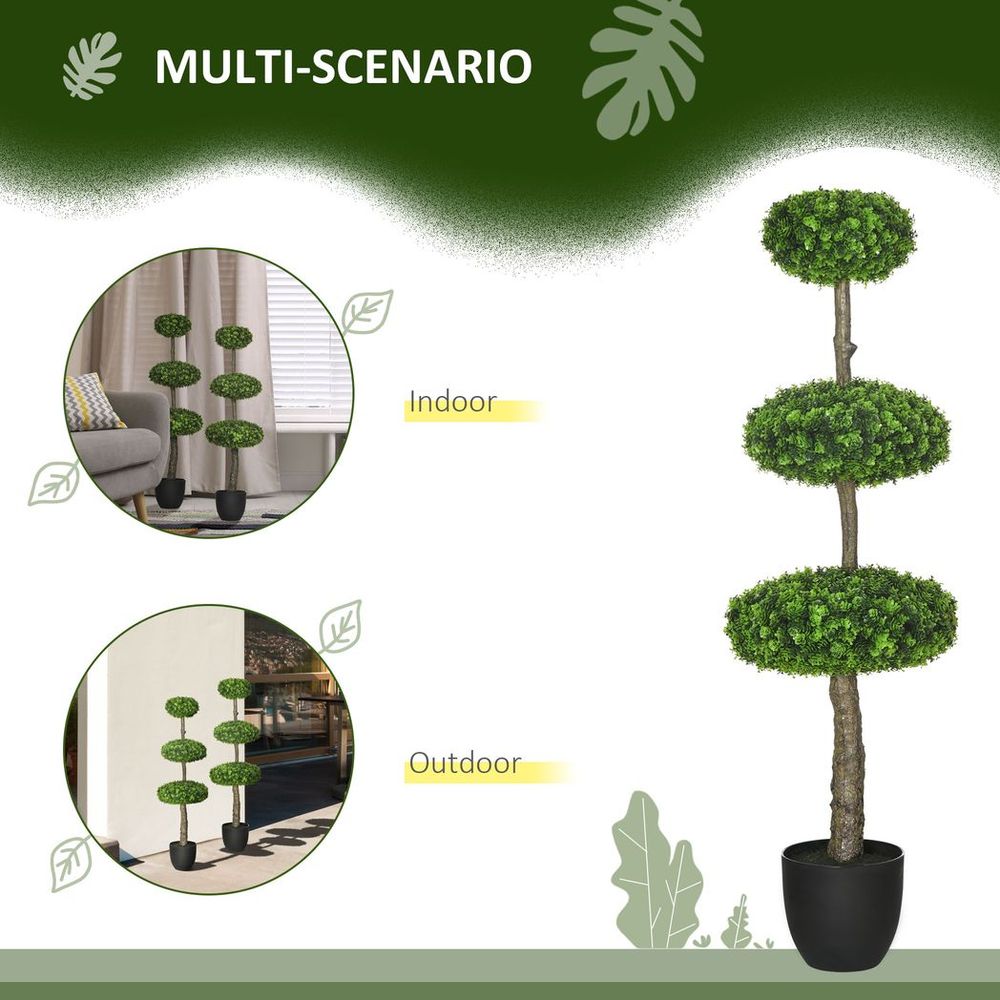 Artificial Boxwood Ball Topiary Trees Set of 2 with Pots