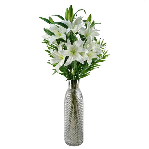 Pack of 6 White Lily Artificial Flower Stems 100cm