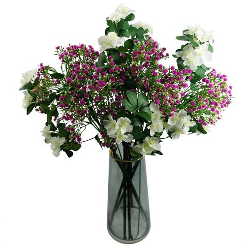 60cm White Flower Foliage Spray