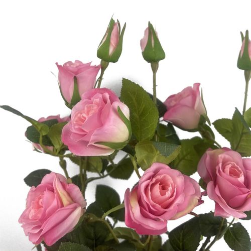 60cm Rose Bush Premium Pink Silk Flowers