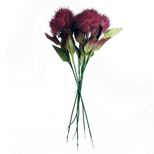 Purple Globe Thistle Artificial Flower Stems Pack of 6