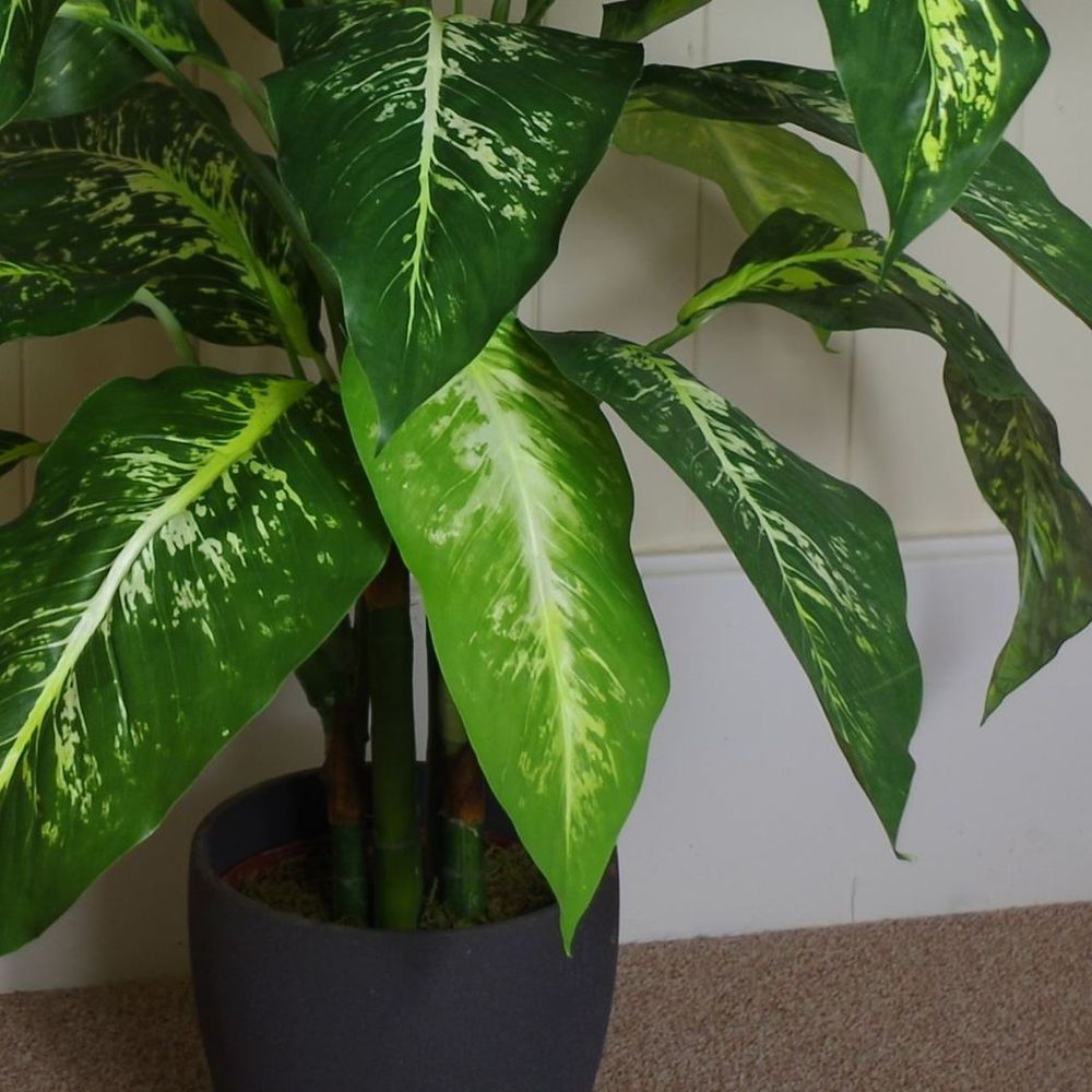 100cm Large Fox's Aglaonema Artificial Plant with Copper Metal Planter
