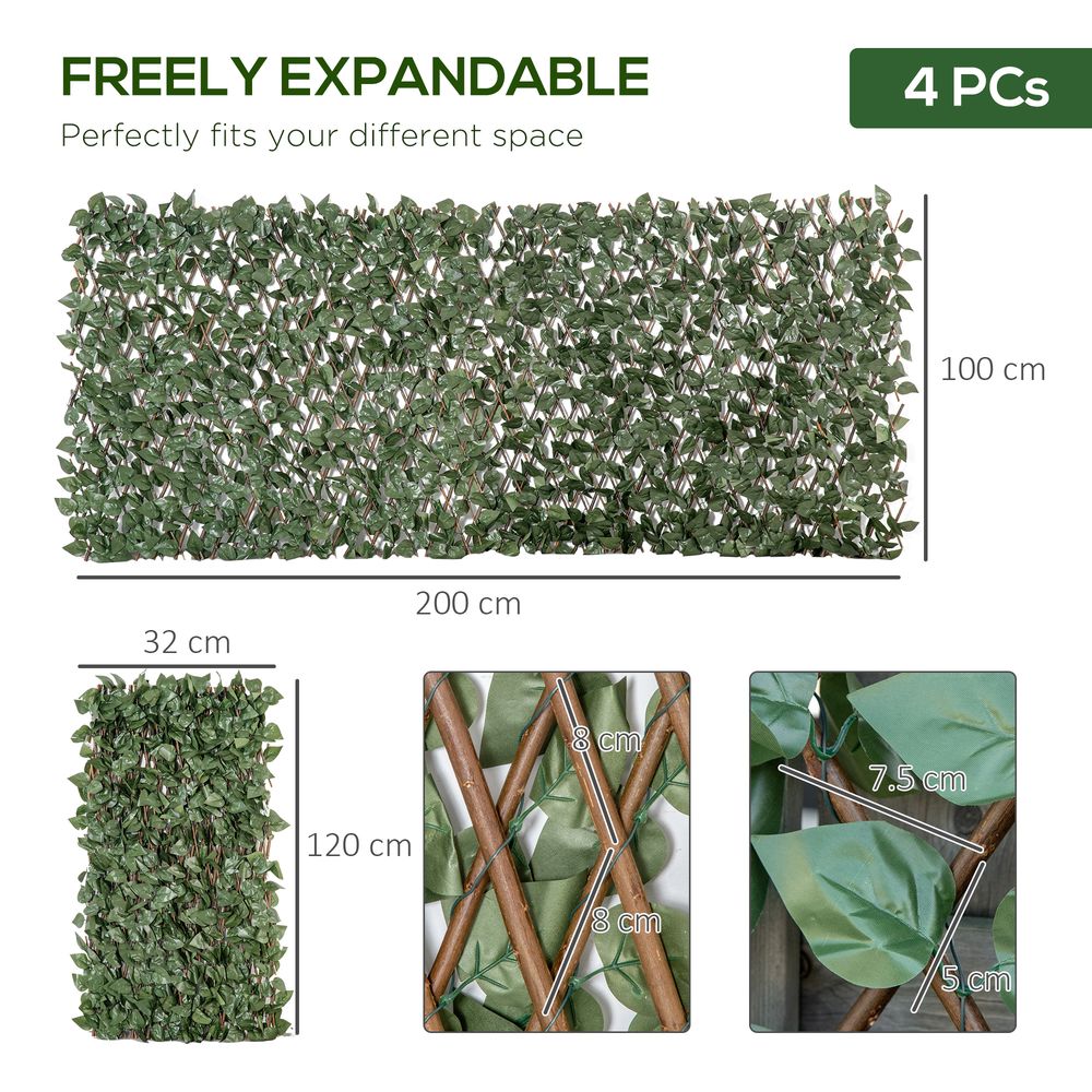 Expandable Artificial Plant Trellis Fence 2m x 1m Telescopic
