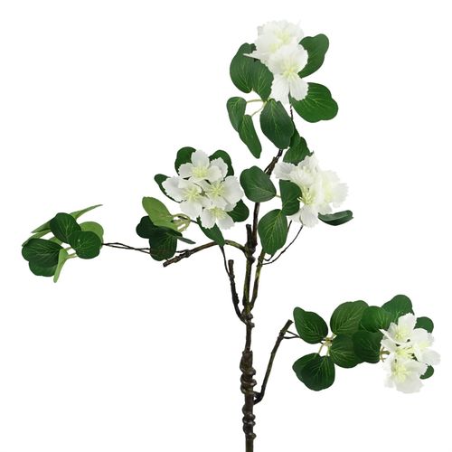 60cm White Flower Foliage Spray