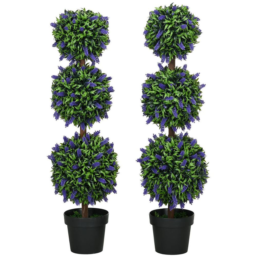 Set of 2 Potted Artificial Plants with Lavender Flowers 110cm