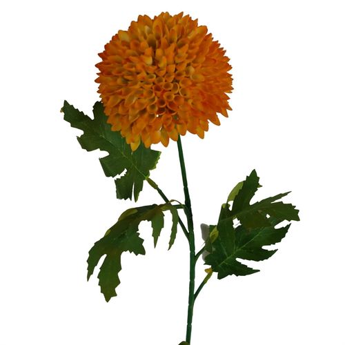 70cm Large Ball Dahlia Artificial Flower Stem in Yellow