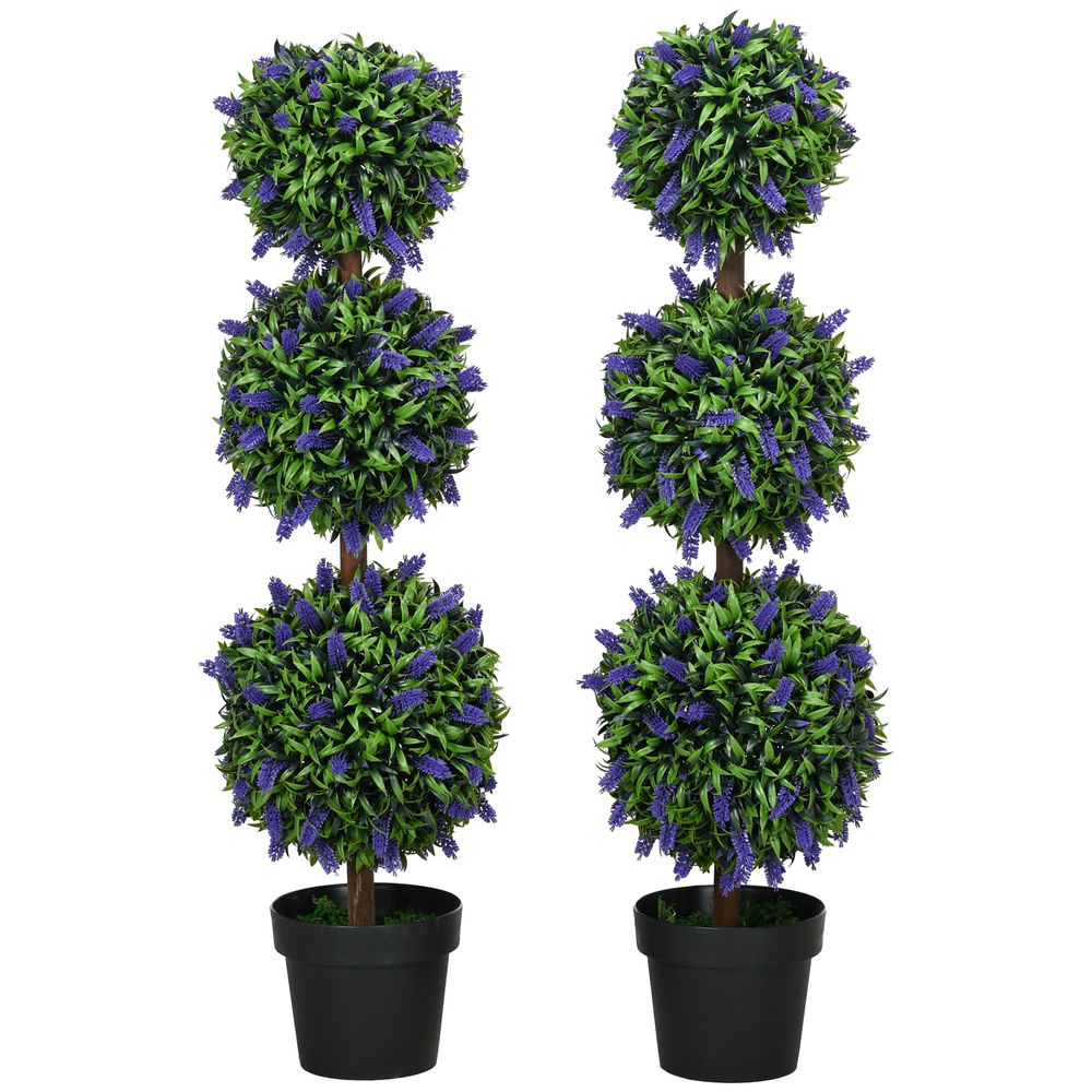 Set of 2 Potted Artificial Plants with Lavender Flowers 110cm