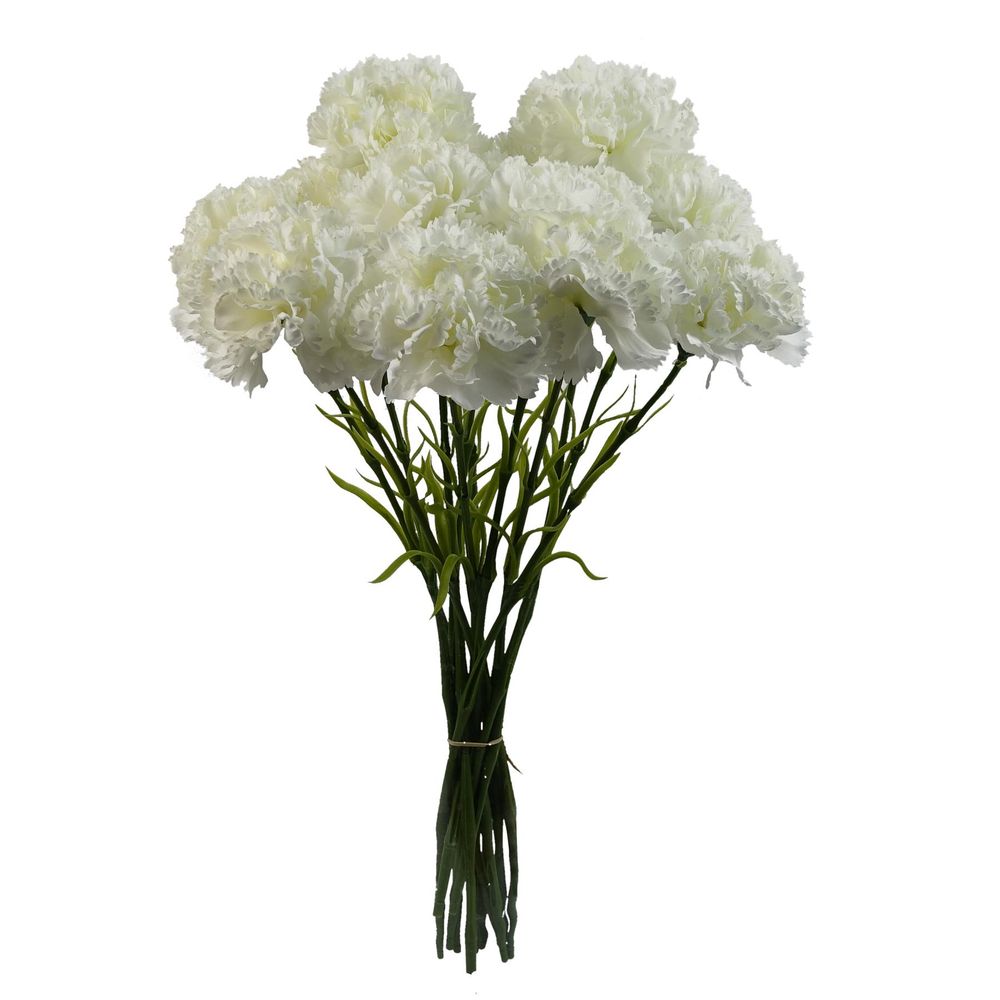 White Carnation Artificial Flowers Set of 12