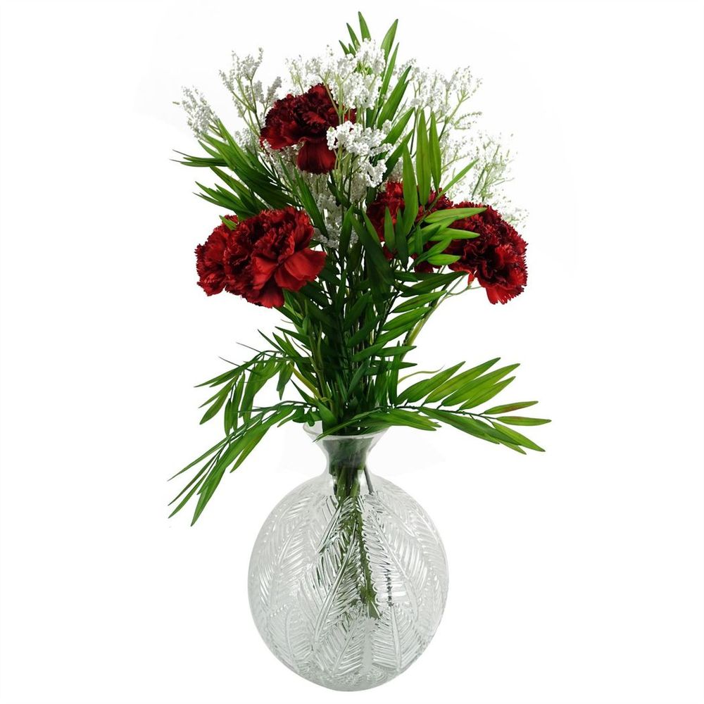 Clear Glass Fern Print Bottle Vase 26cm