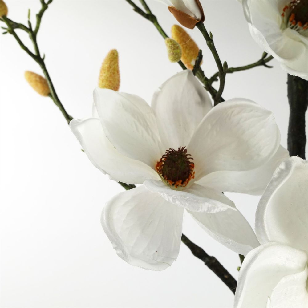 110cm Magnolia Artificial Tree in White Pot with Silk Flowers