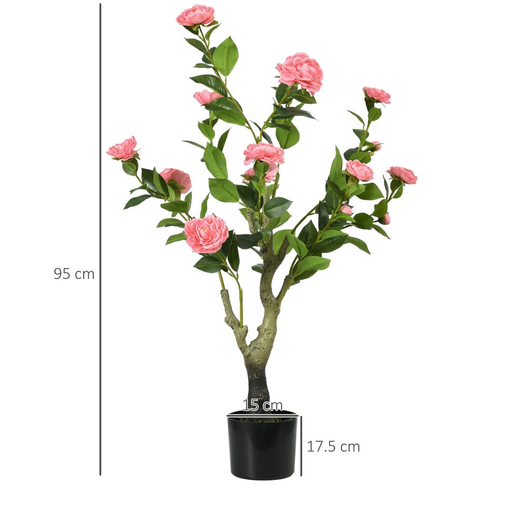 Potted Artificial Camellia Flower Plant in Pink