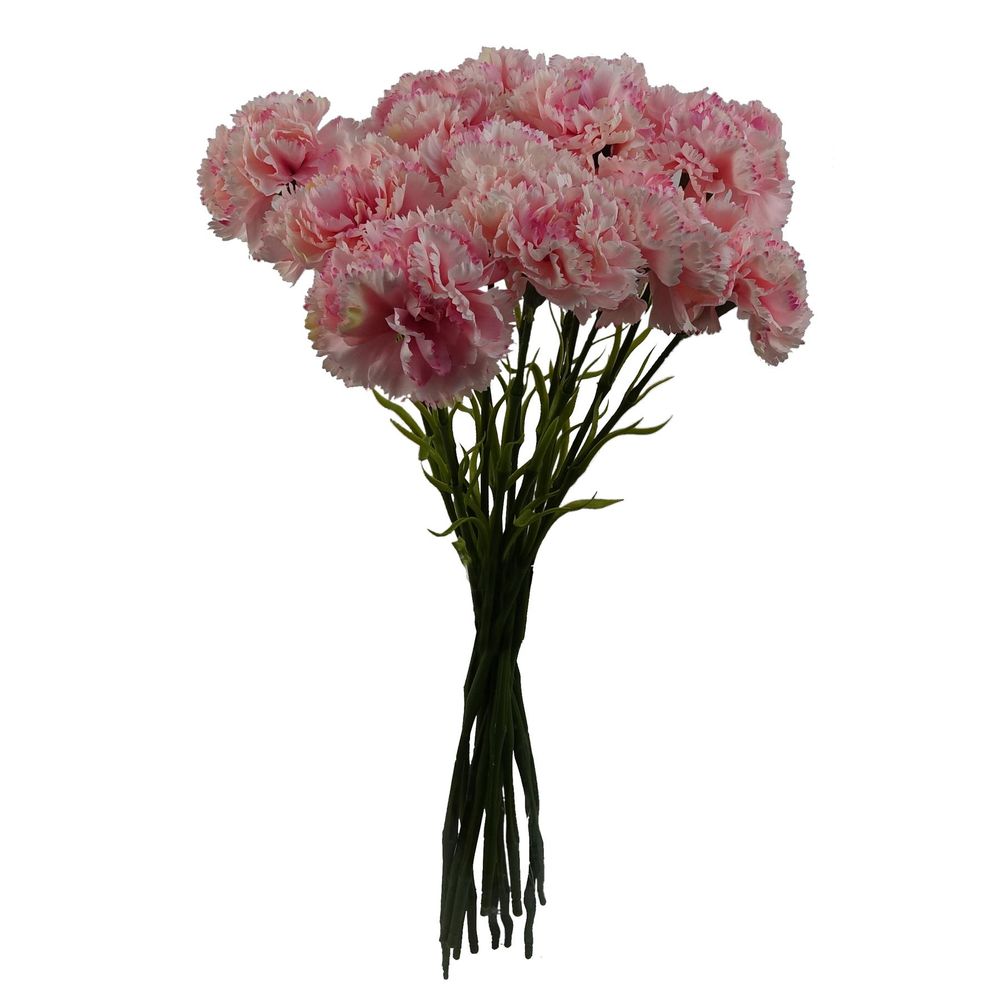 Pink Carnation Artificial Flowers Set of 12