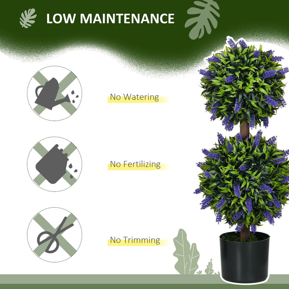Set of 2 Potted Artificial Plants with Lavender Flowers 70cm