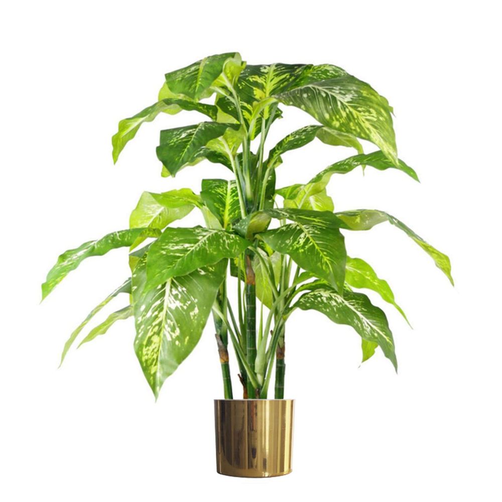 100cm Large Fox's Aglaonema Spotted Evergreen Artificial Plant with Gold Metal Planter