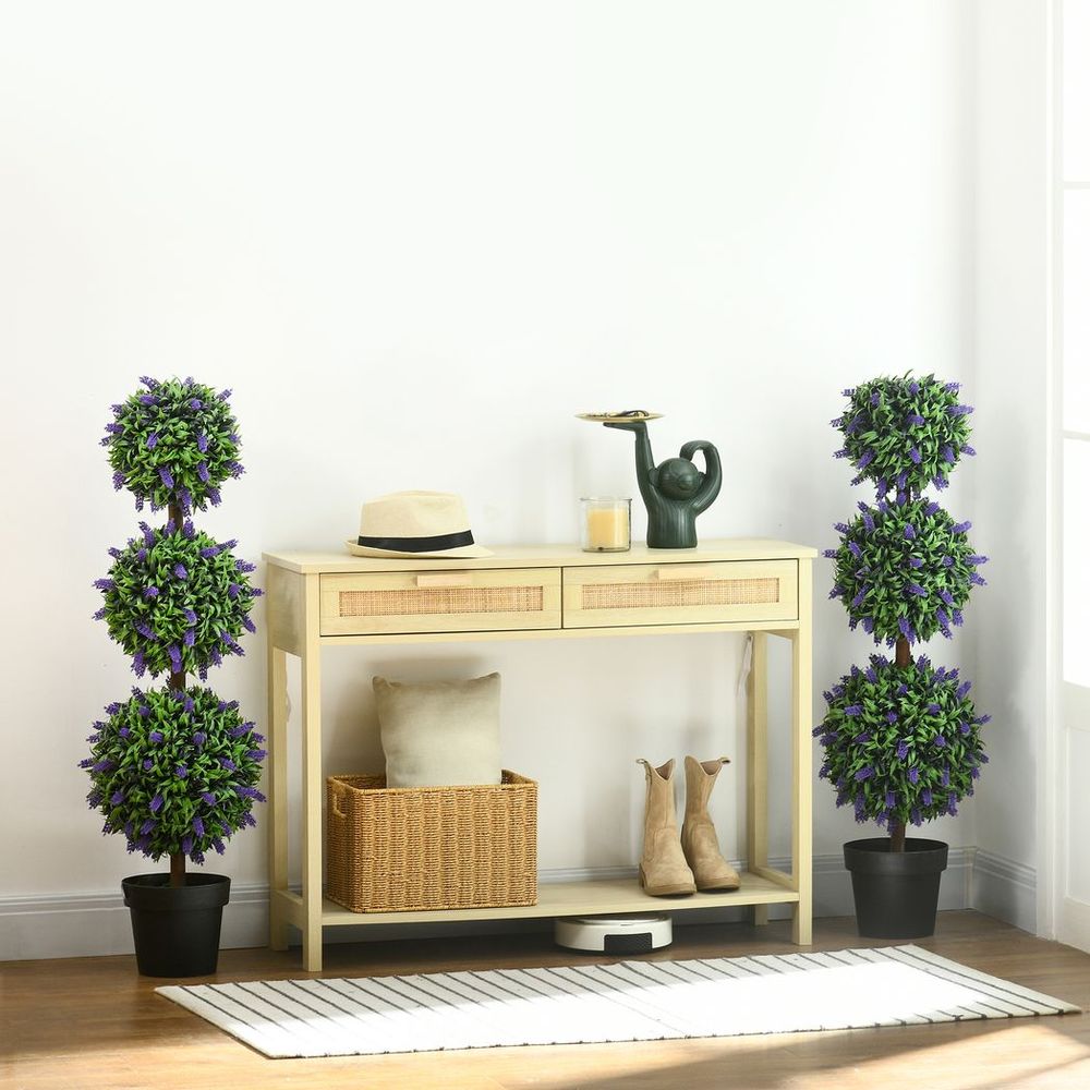 Set of 2 Potted Artificial Plants with Lavender Flowers 110cm