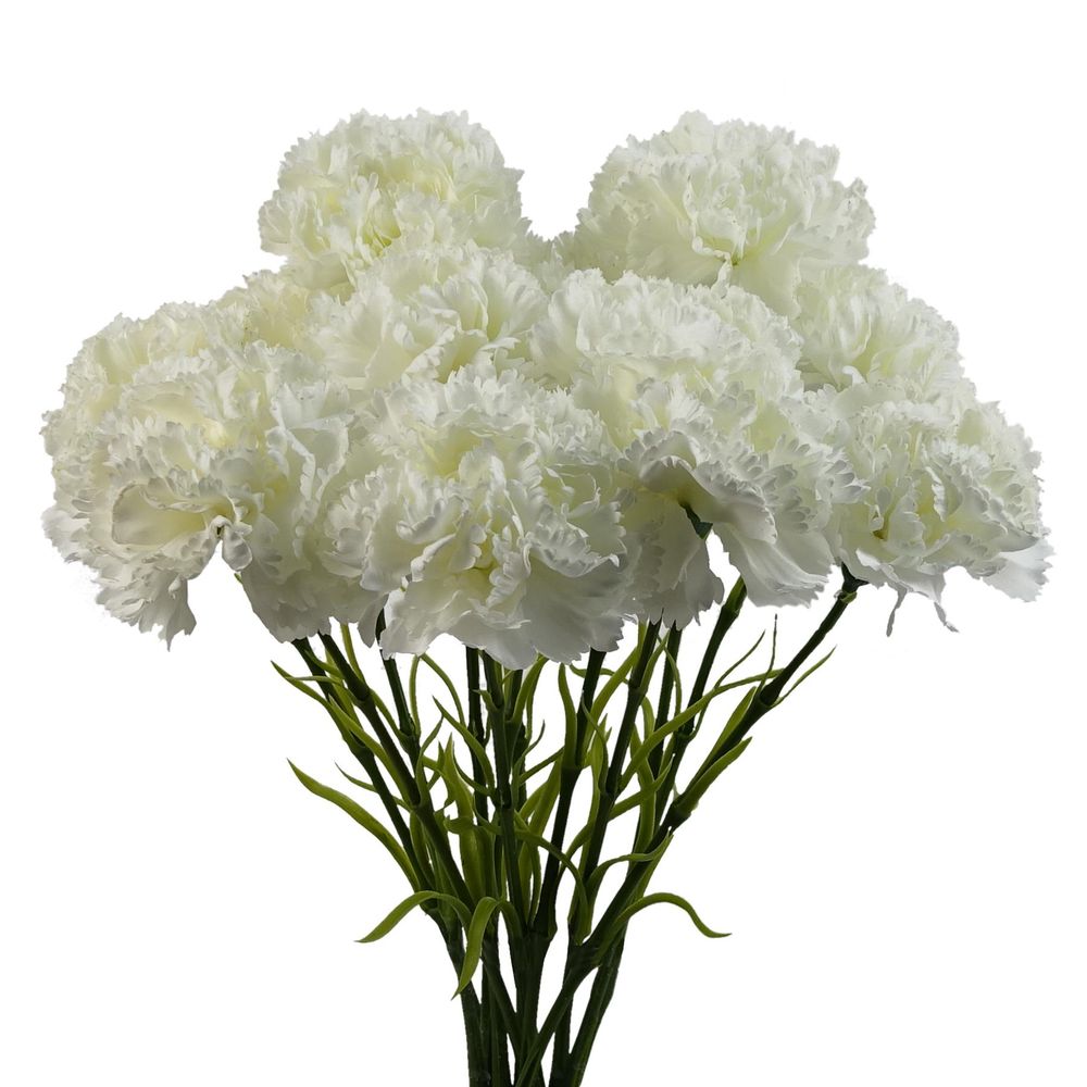 White Carnation Artificial Flowers Set of 12