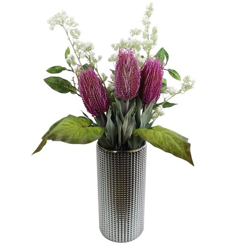 Pack of 6 Pink Banksia Flower Stems 75cm Artificial