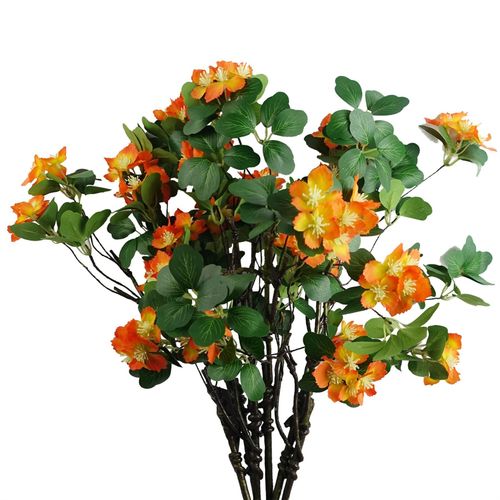 60cm Orange Flower Foliage Spray with Silk Leaves