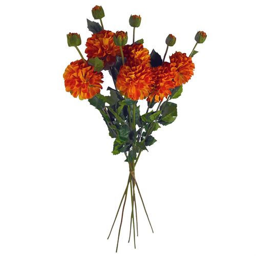 75cm Orange Dahlia Pompom Artificial Flower Stem