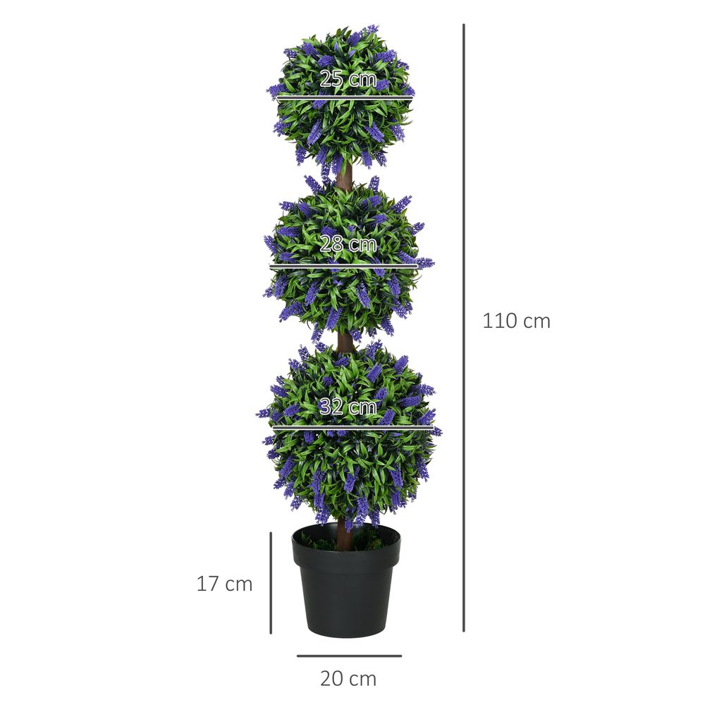 Set of 2 Potted Artificial Plants with Lavender Flowers 110cm