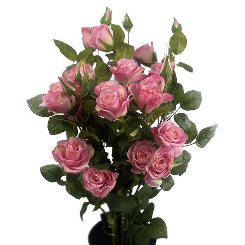 60cm Premium Pink Silk Rose Bush with Realistic Petals