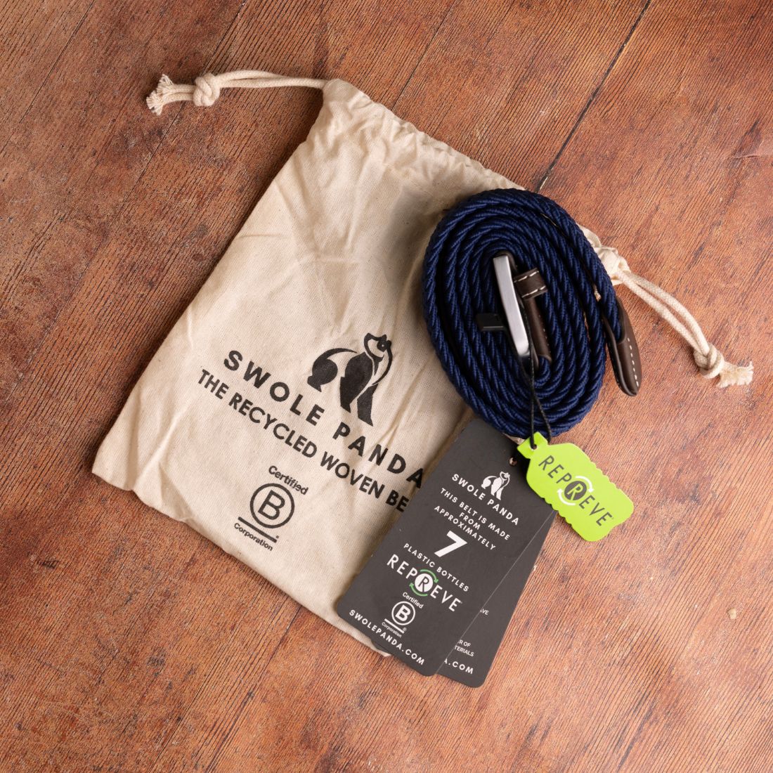 Woven Belt - Navy & White Dot