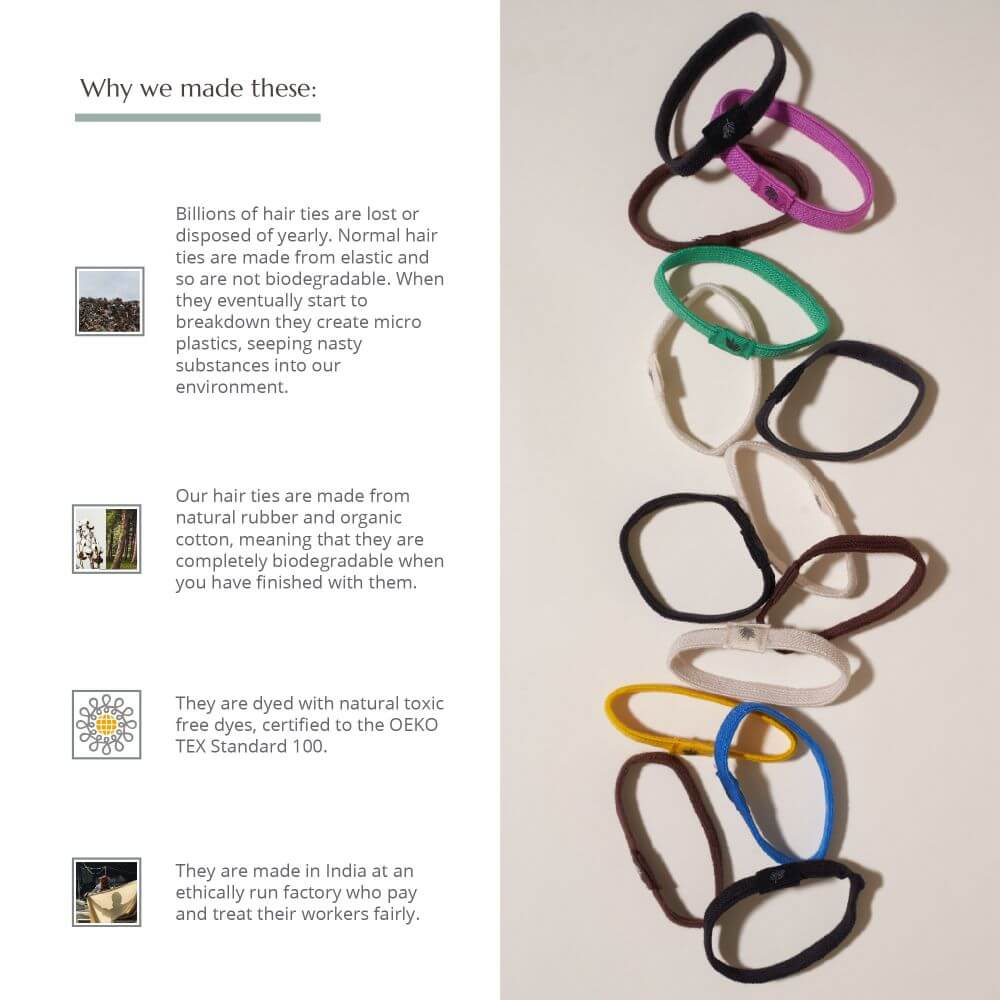 Plastic Free Hair Ties 6 Pack Natural