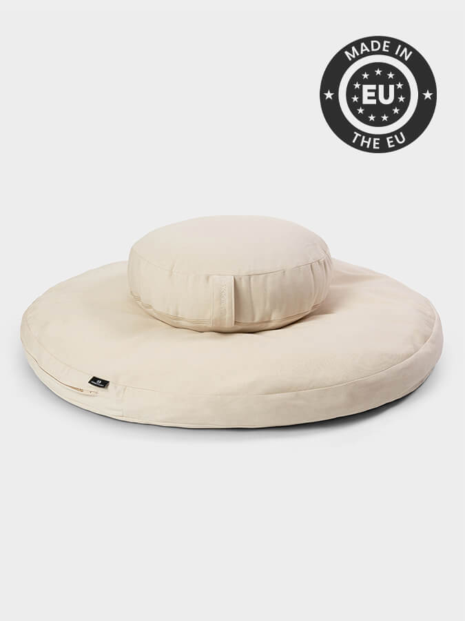 Round Organic Zabuton Meditation Cushion Kit with Zafu