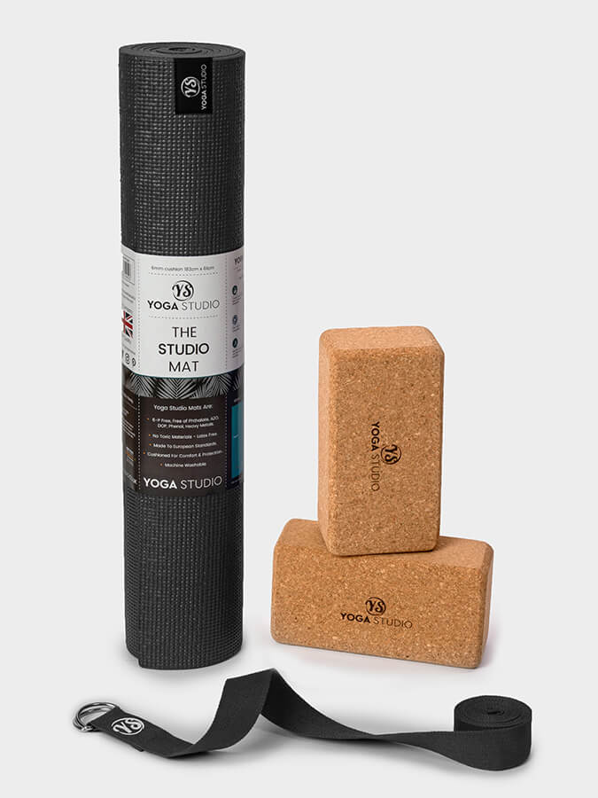 Starter Cork Yoga Set with Mat Blocks and Strap