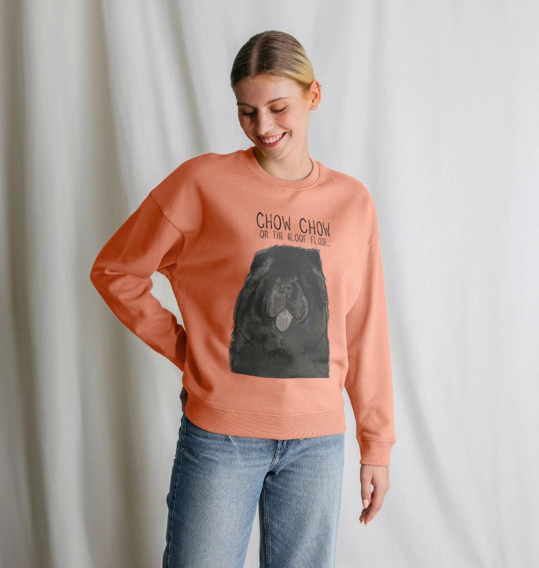 Black Chow Chow Women's Oversized Sweatshirt with Aloof Floof Design