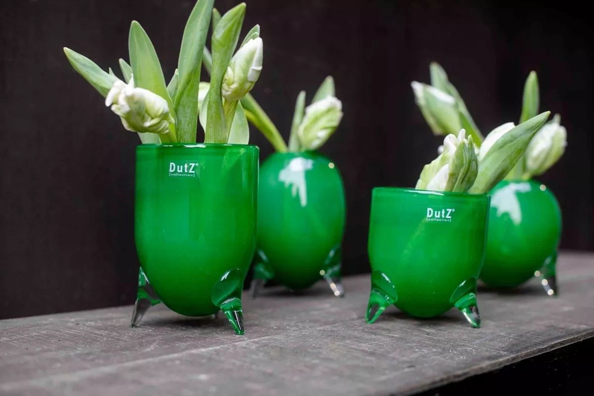 EVITA Vase with Feet Set of 4 Handcrafted Glass in Multiple Colors