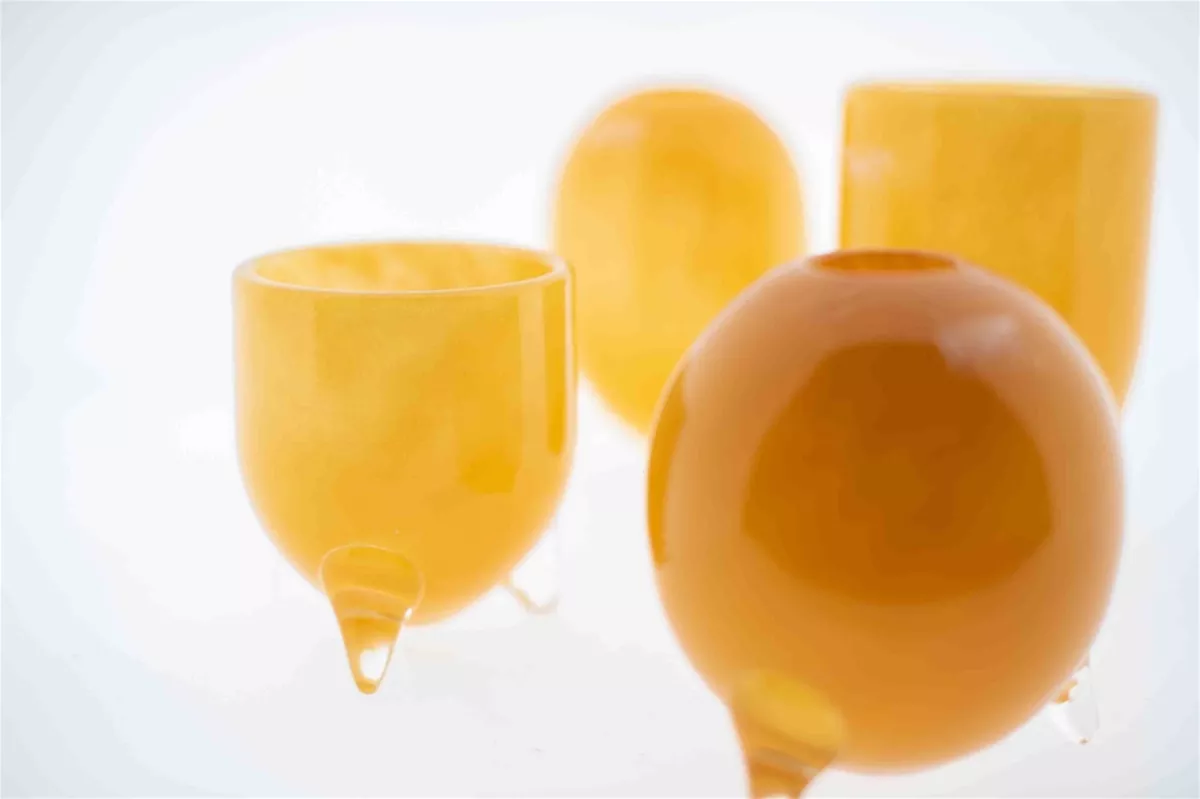 EVITA Vase with Feet Set of 4 Handcrafted Glass in Multiple Colors