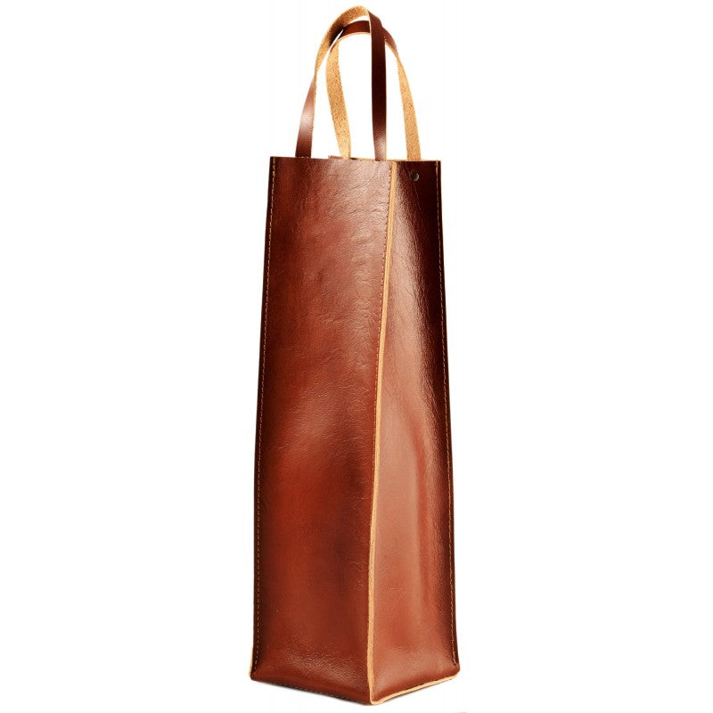 Full Leather Wine Bag Made in Estonia - Handcrafted & Durable - Size 9.5 x 33.5 x 9.5 cm by Papillon at www.brixbailey.com