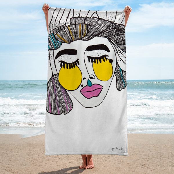 Artistic Hand-Drawn Towel – Luxury Cotton Blend & Soft Feel by Garbanota at www.brixbailey.com
