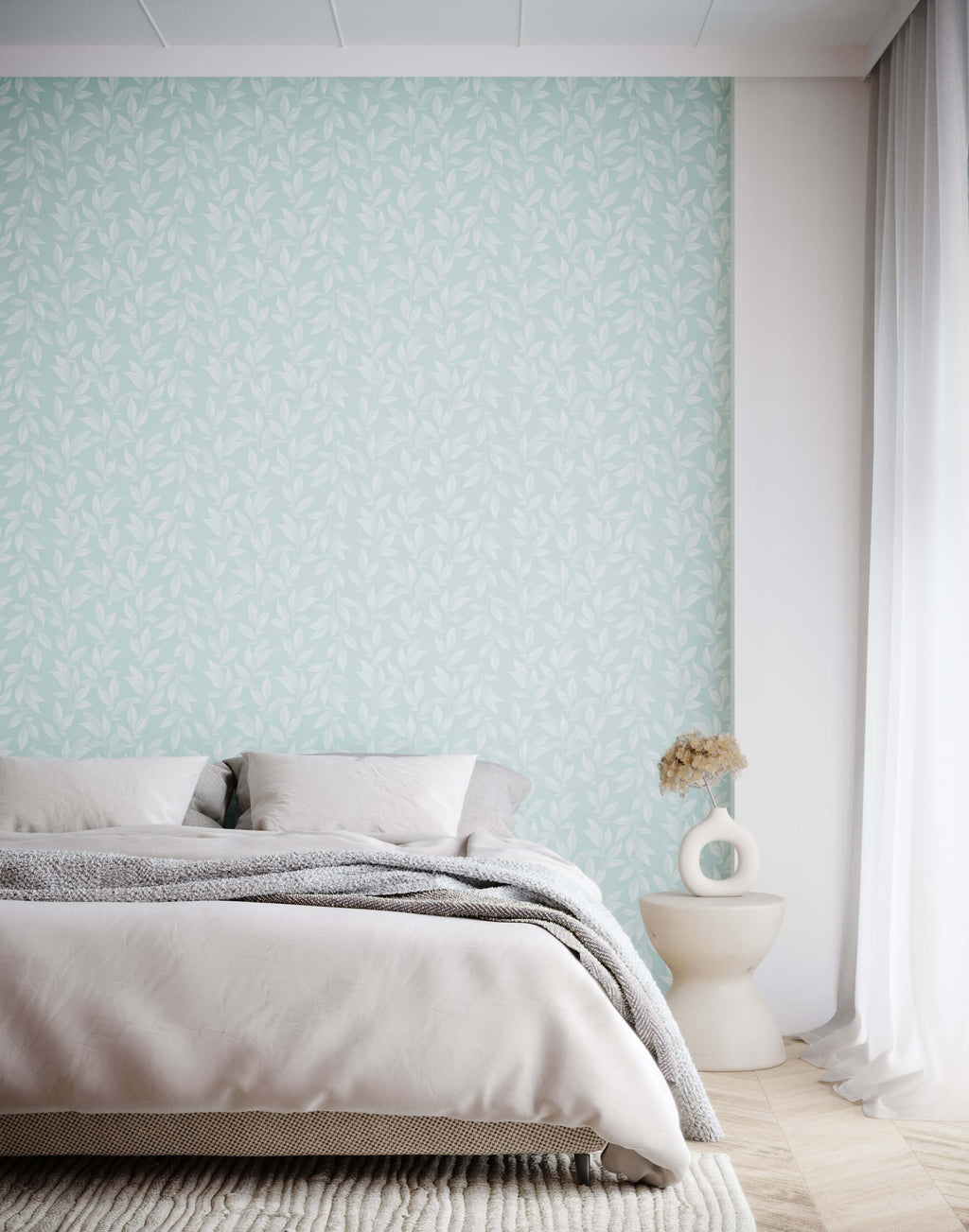 Vine Tropical Wallpaper in Soft Pastel