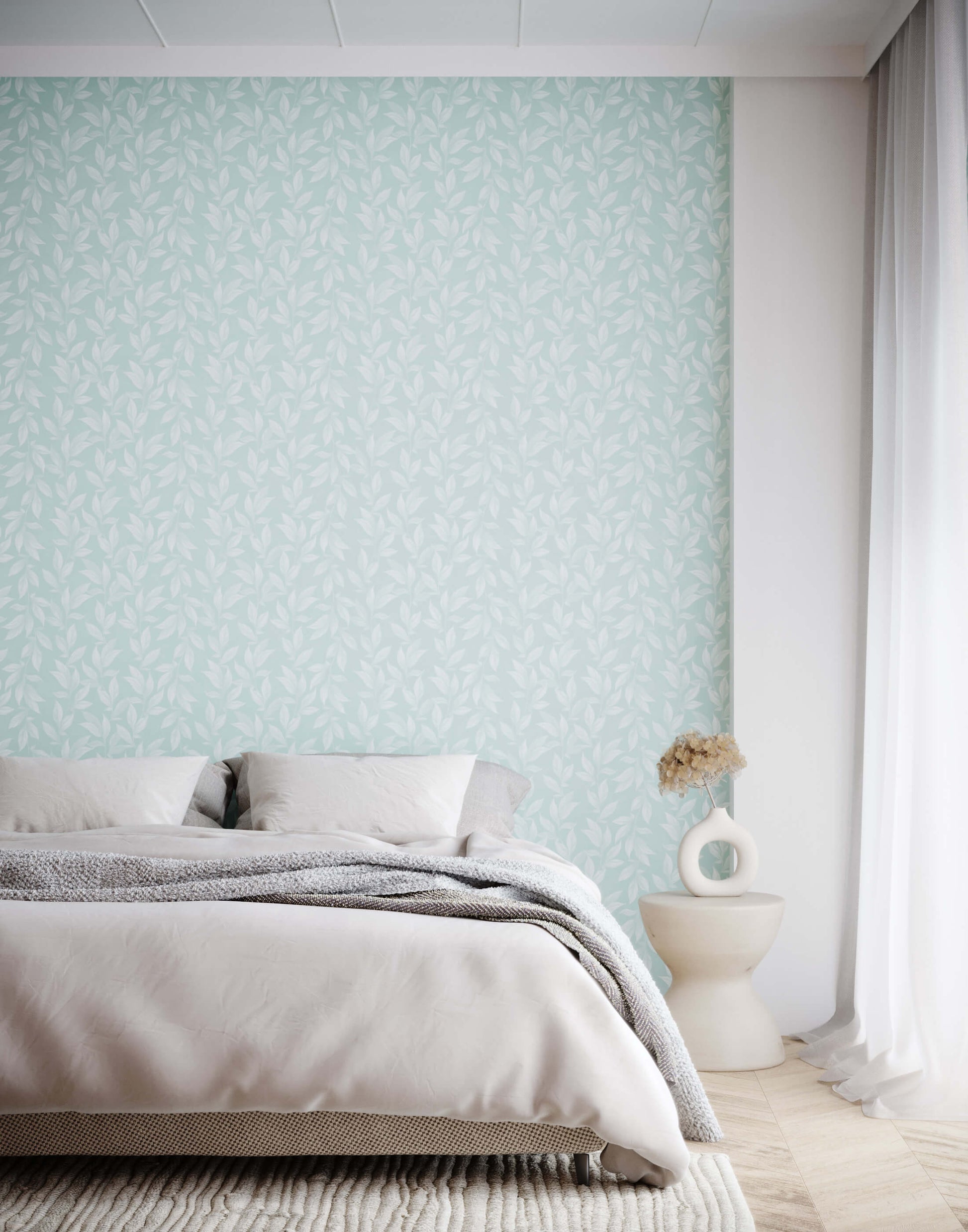 Vine Tropical Wallpaper in Soft Pastel