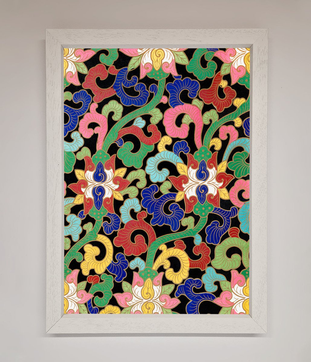 Vintage Flower Swirls Framed Wall Art