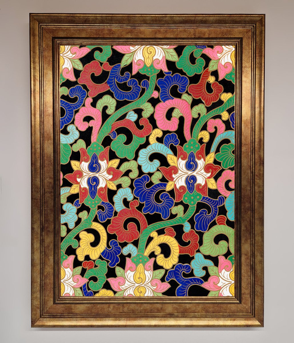 Vintage Flower Swirls Framed Wall Art