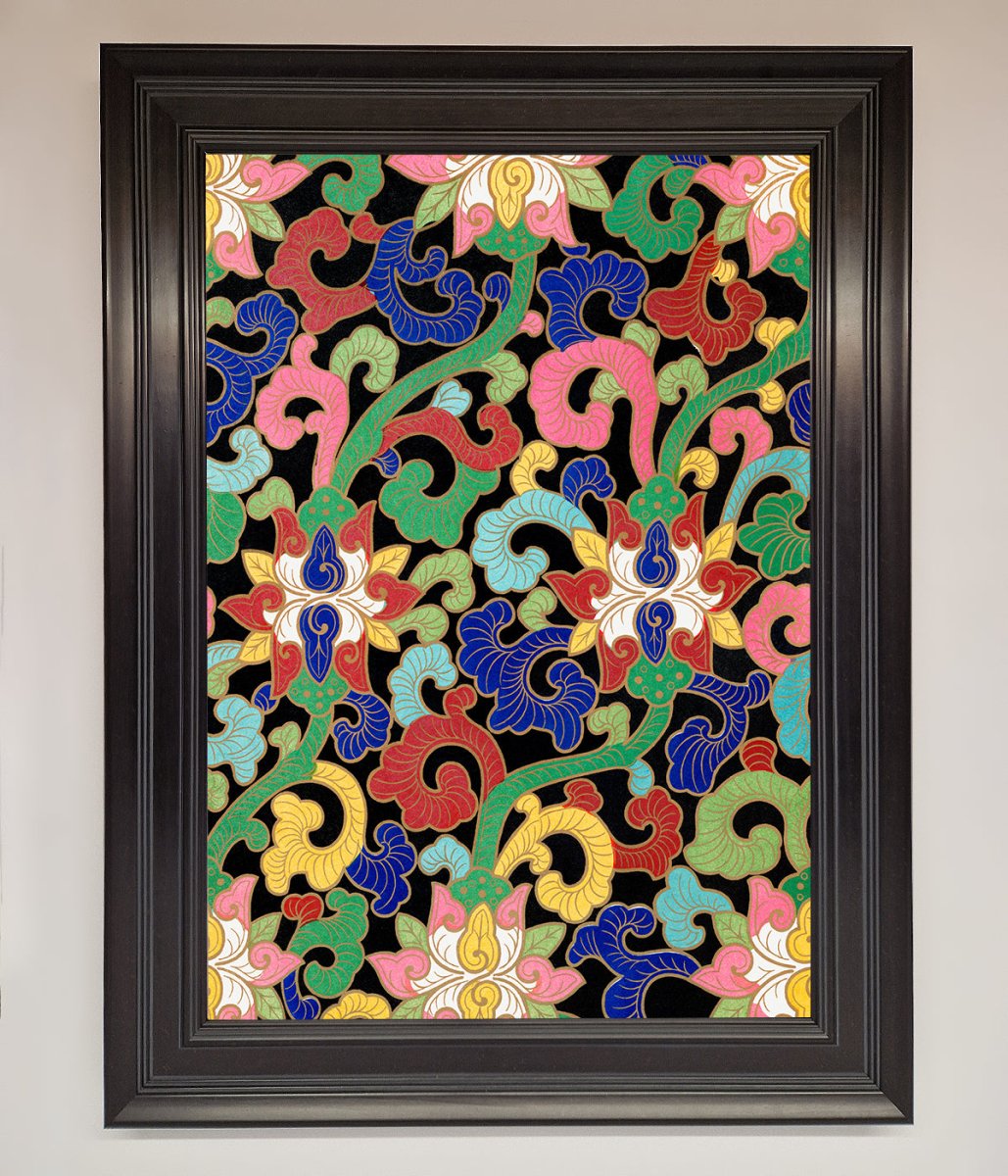 Vintage Flower Swirls Framed Wall Art