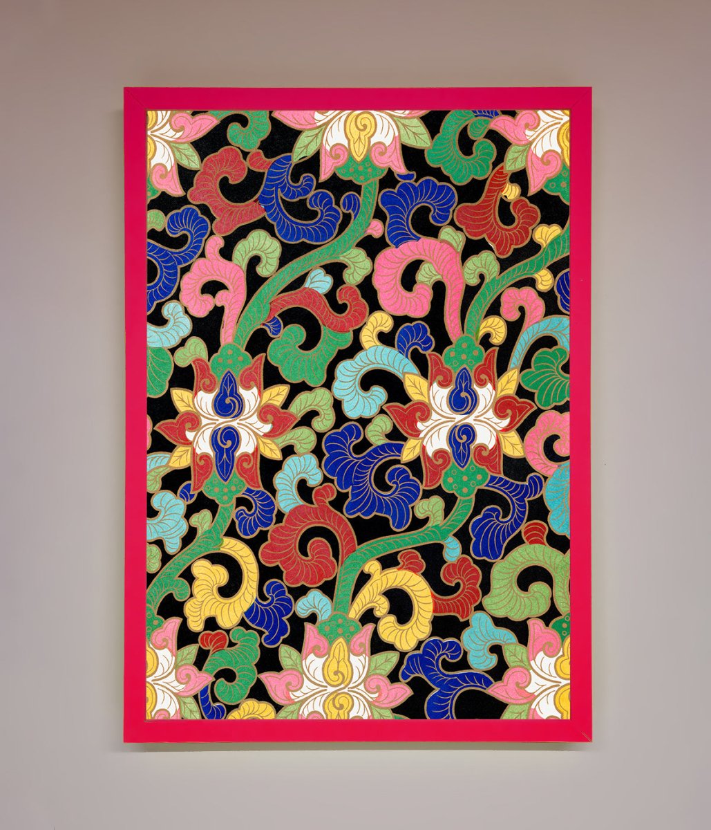 Vintage Flower Swirls Framed Wall Art